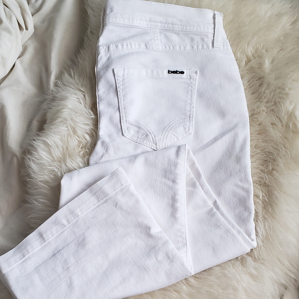 Bebe White Low Rise Denim Jeans